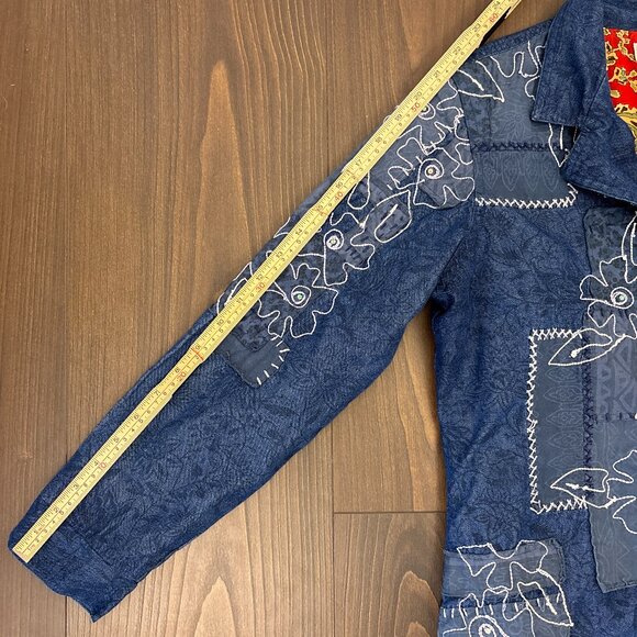 Coldwater Creek Denim Jacket Women’s PS Blue Floral Embroidered Patchwork Boho - Picture 13 of 16